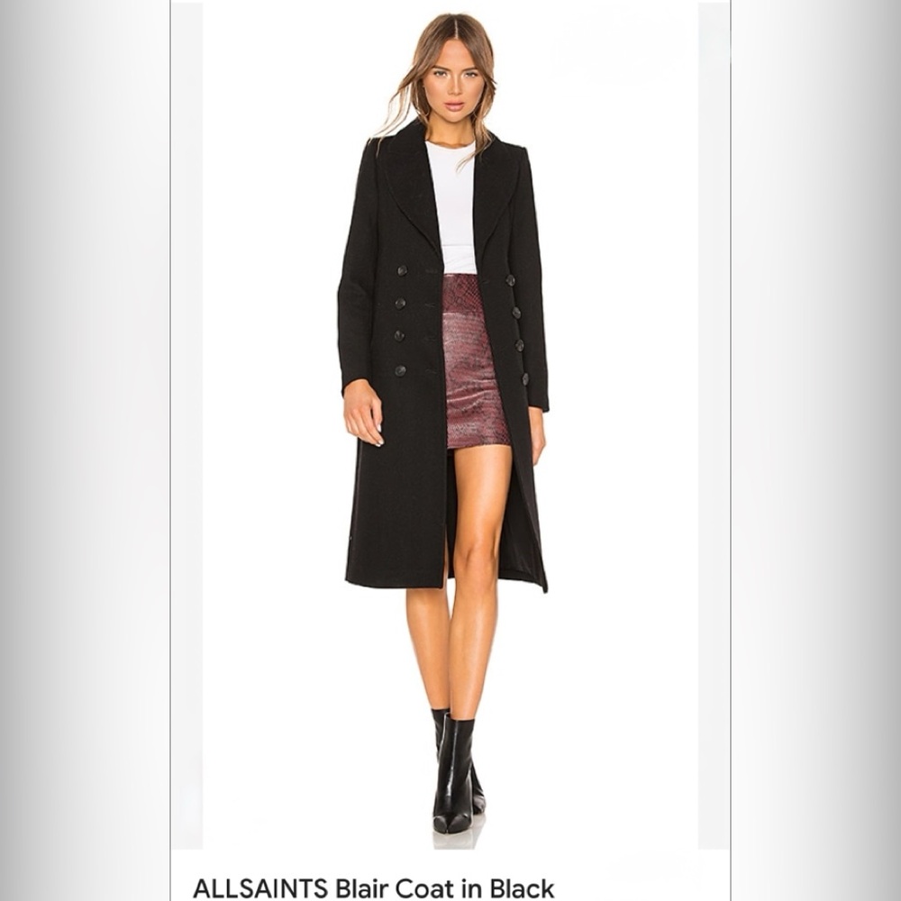 All Saints Classic Blair Coat, Black Wool